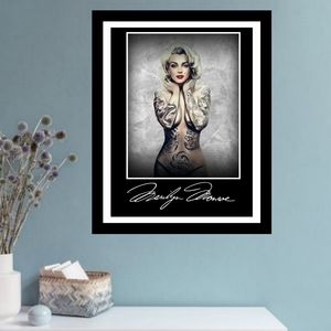 Marilyn Monroe Nude Art Tattood Lady Signed Border Framed 11x14